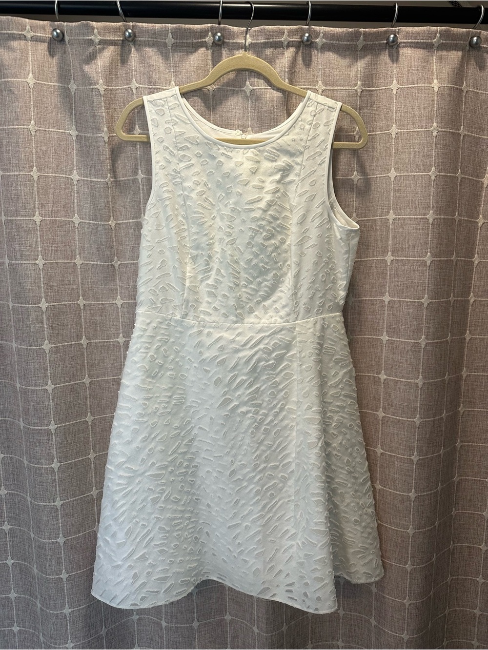 Emporio Armani White Textured Sleeveless A-Line Dress
